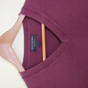 Banana Republic Premium Luxe Yarn Men's Maroon Lightweight, Pull Over Sweater